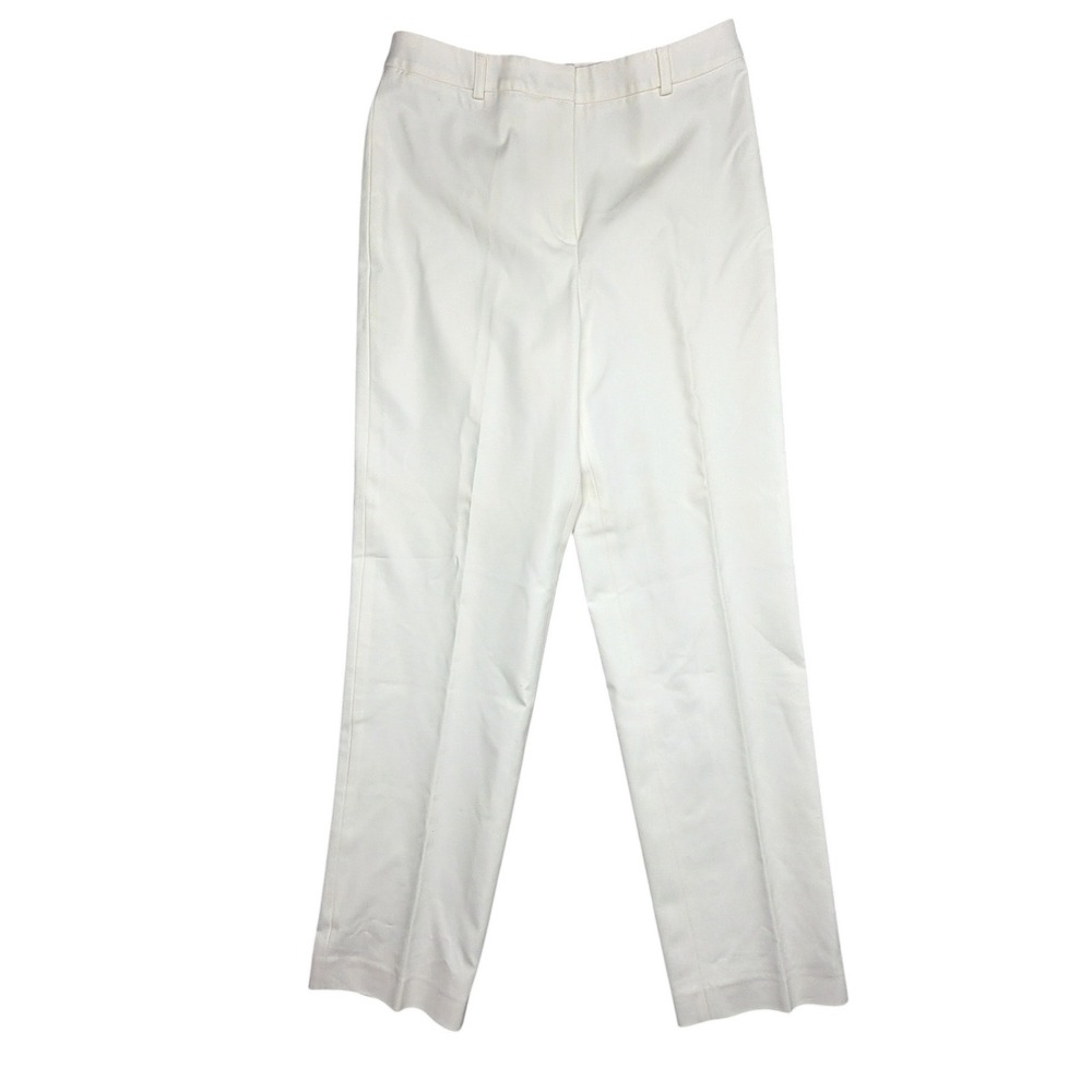 Talbots Womens White Stretch Cotton Blend Lined Straight Leg Dress Pants Size 4